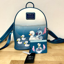Disney Loungefly Stitch and Ducklings Mini Backpack Matching Cardholder Set Lilo
