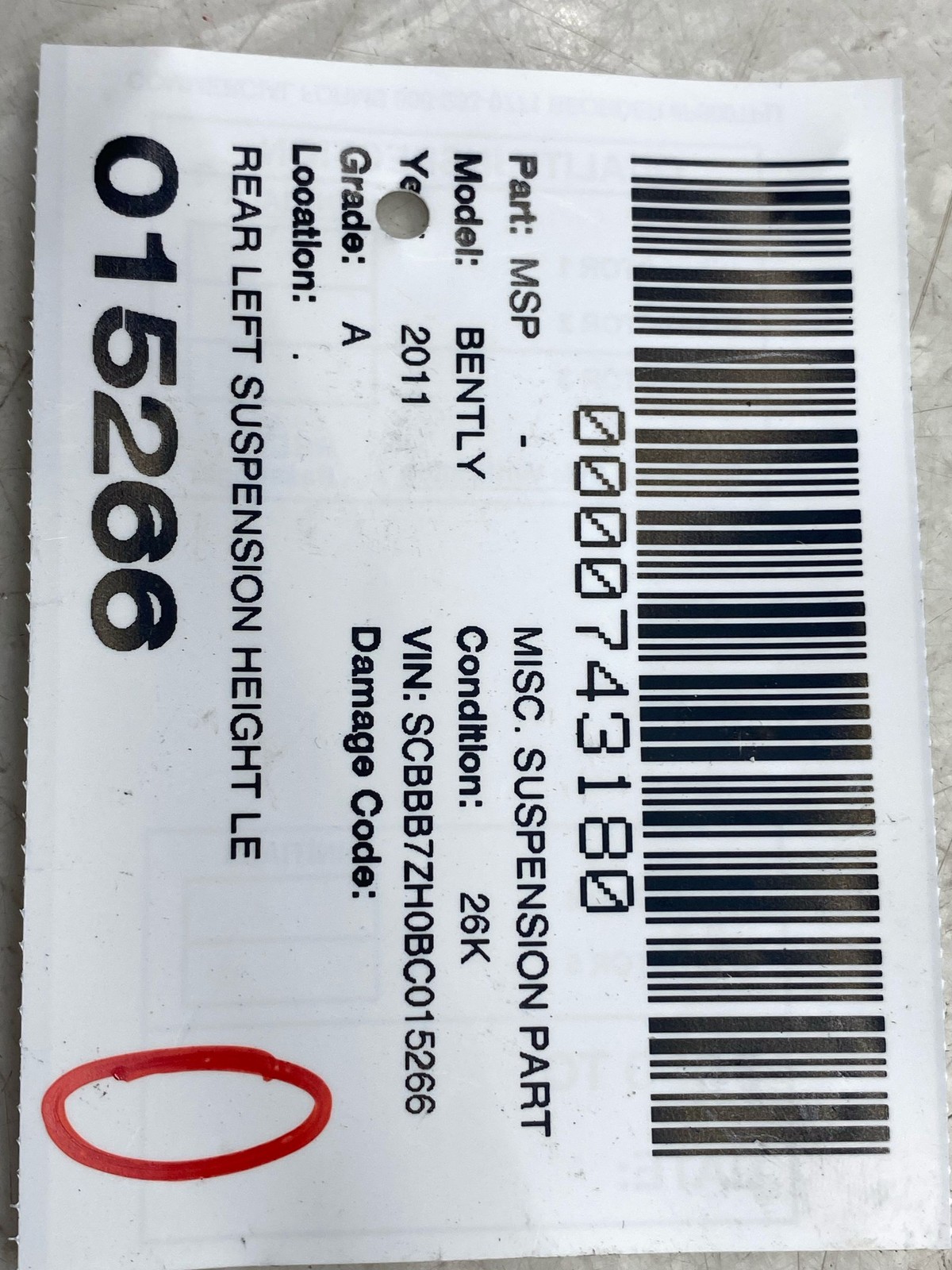 2010-2020 BENTLEY MULSANNE OEM REAR LEFT SUSPENSION HEIGHT LEVEL SENSOR UNIT