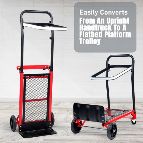 2-in-1 Hand Sack Truck Trolley, Folding Platform Cart Dolly, 120kg Load Capacity - Picture 13 of 20