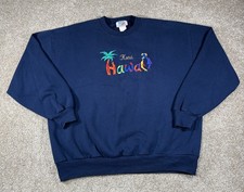 Vintage 90s Kona Hawaii Adult XL Sweatshirt Navy Crewneck Locker Line USA Made