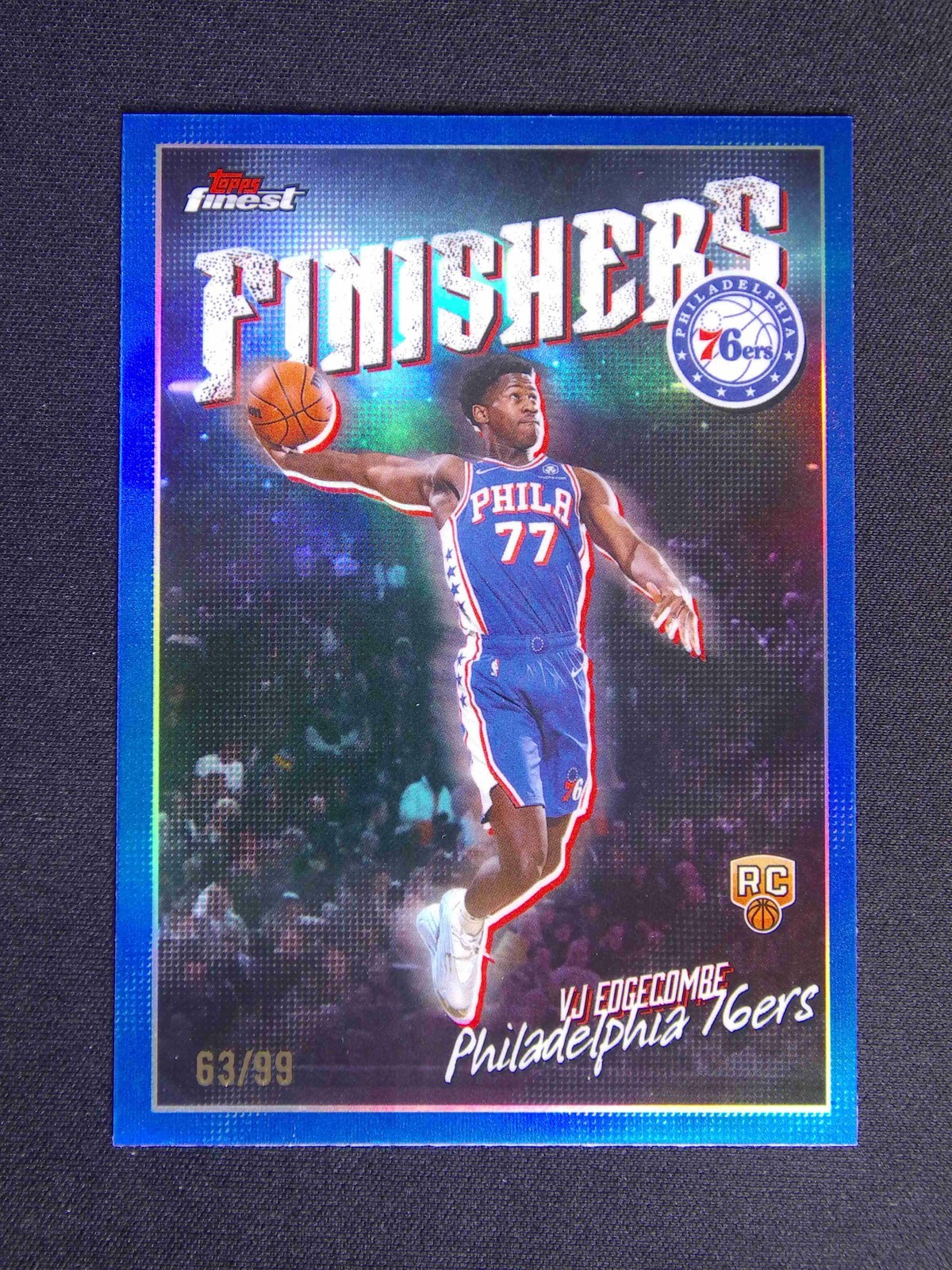 2025-26 Topps Finest VJ Edgecombe RC Rookie Finishers Blue Refractor /99
