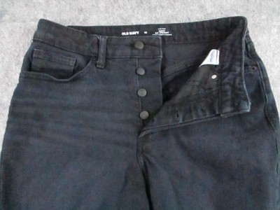 Old Navy Jeans Womens 10 Black Curvy Straight High Waist Distressed Crop 29x27