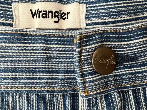 Wrangler Factory Sample Ladies Blue Stripe Jeans Boho Hippie Straight Leg 30x30½ - Picture 8 of 24