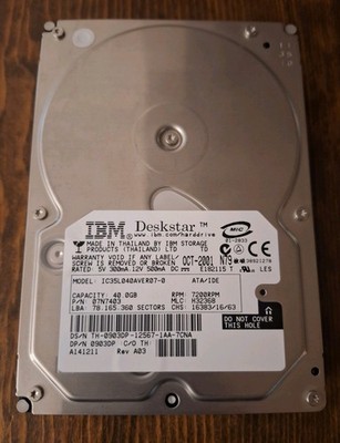 IC35L020AVVA07-0 IBM DESKSTAR 20GB  IDE HARD DRIVE P/N 07N8134
