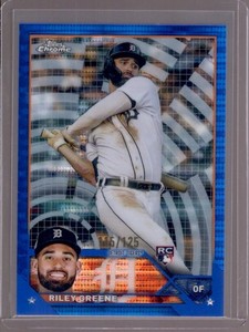 RILEY GREENE 2023 Topps Chrome #182 Blue Sonar Refractor Rookie RC #115/125