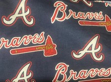 MLB Braves A Logo Blue Cotton Fabric By The Yard Major League Baseball