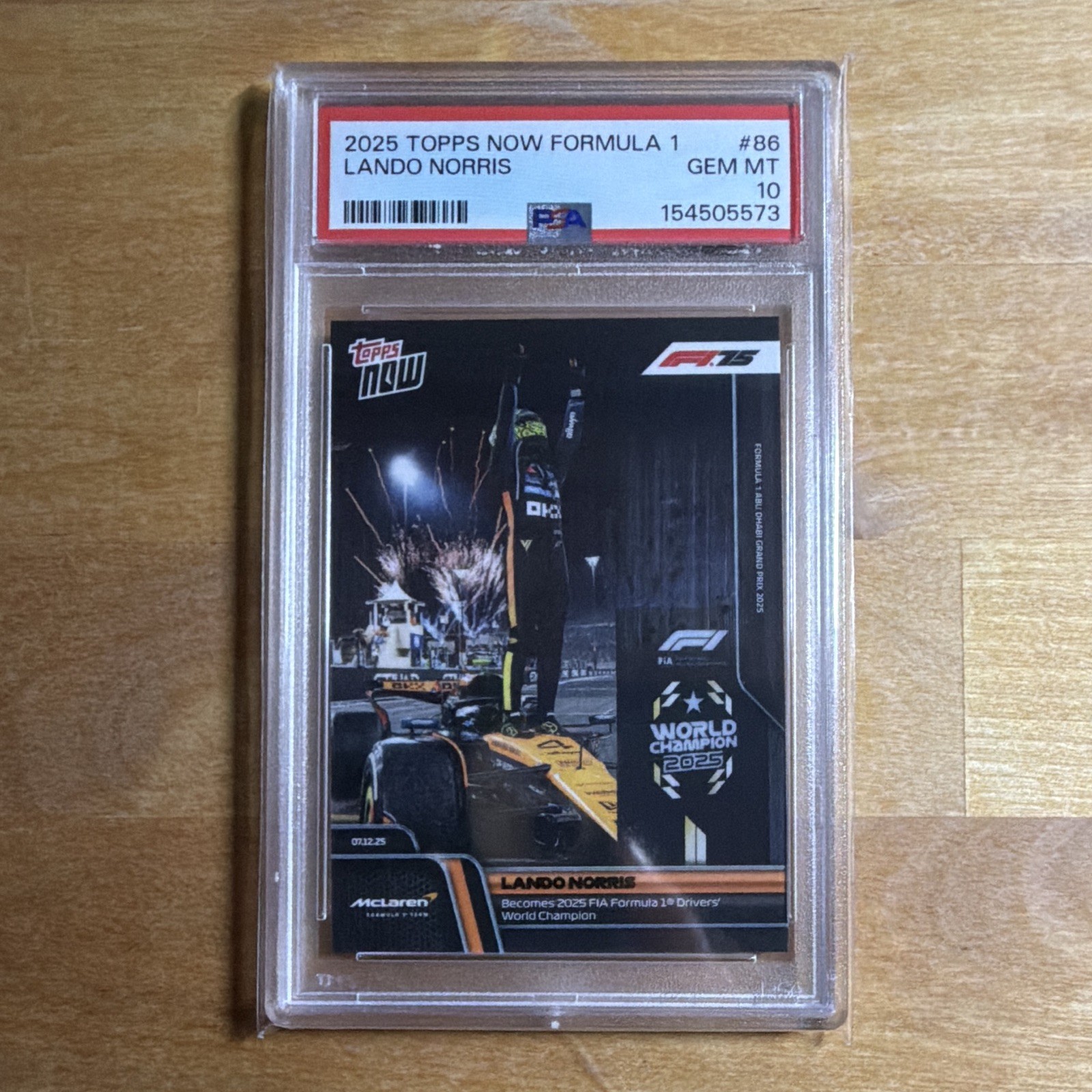 Topps 2025 Topps Now Formula 1 Lando Norris #086 McLaren PSA Graded /27624