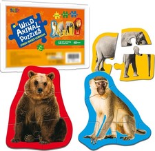 12 Pack Wild Animal Puzzles, 48 Pieces Step-by-Step Animal Jigsaws, Realistic Sa