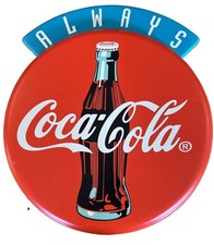 PLAQUE BOUTON VINTAGE TOUJOURS COCA COLA magasin COKE publicitaire sous vide plastique 17x15”