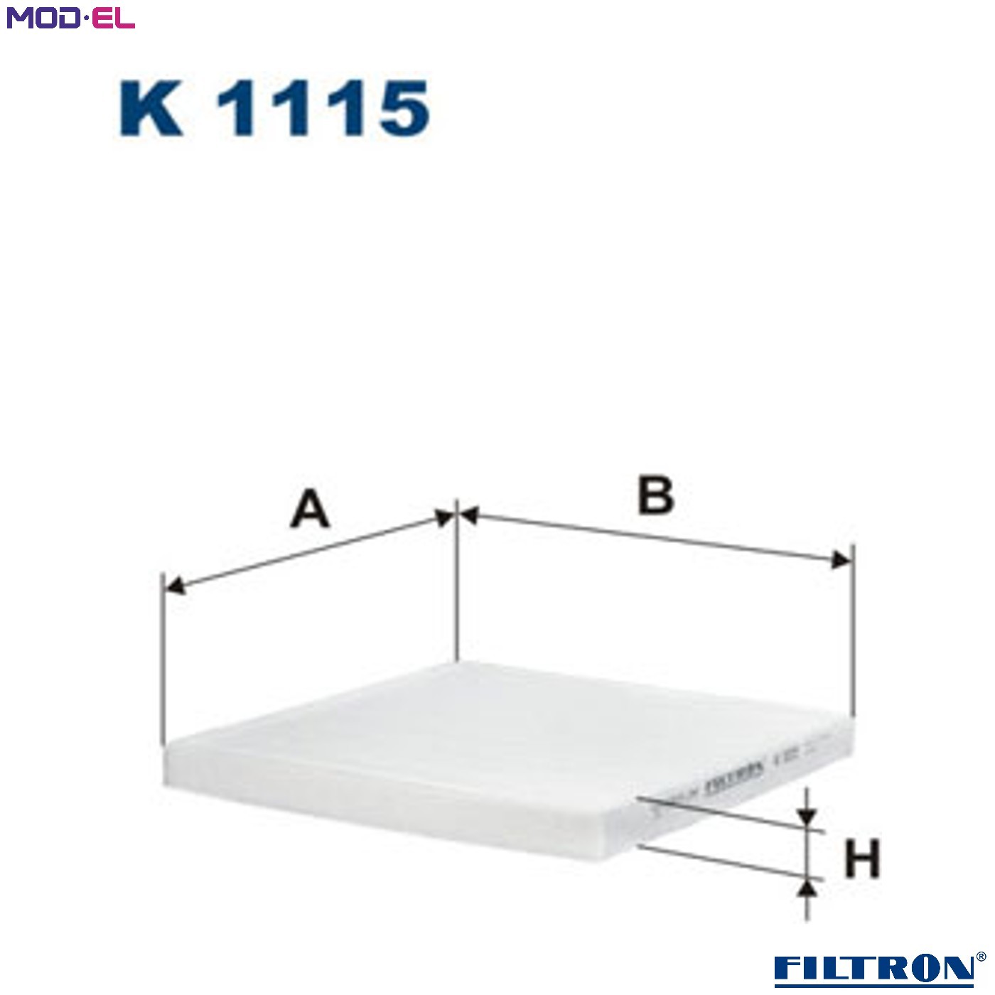 FILTER CABIN AIR K 1115 FOR VOLVO B4184S3/4184S 1.7L B4164S2/4164S 1.6L 4cyl