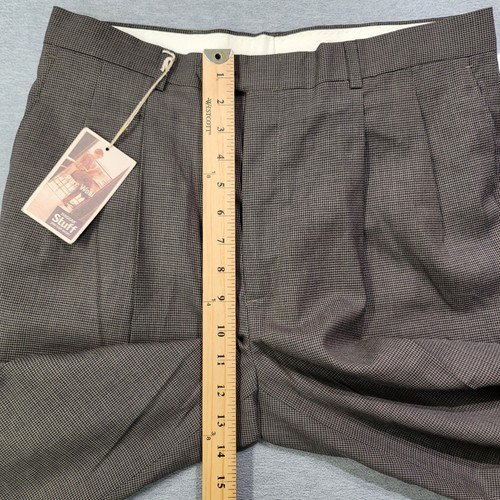 Vintage Haggar Pants Men 34x31 Brown Houndstooth Wool Pleated Cuffed NWT - Picture 7 of 10