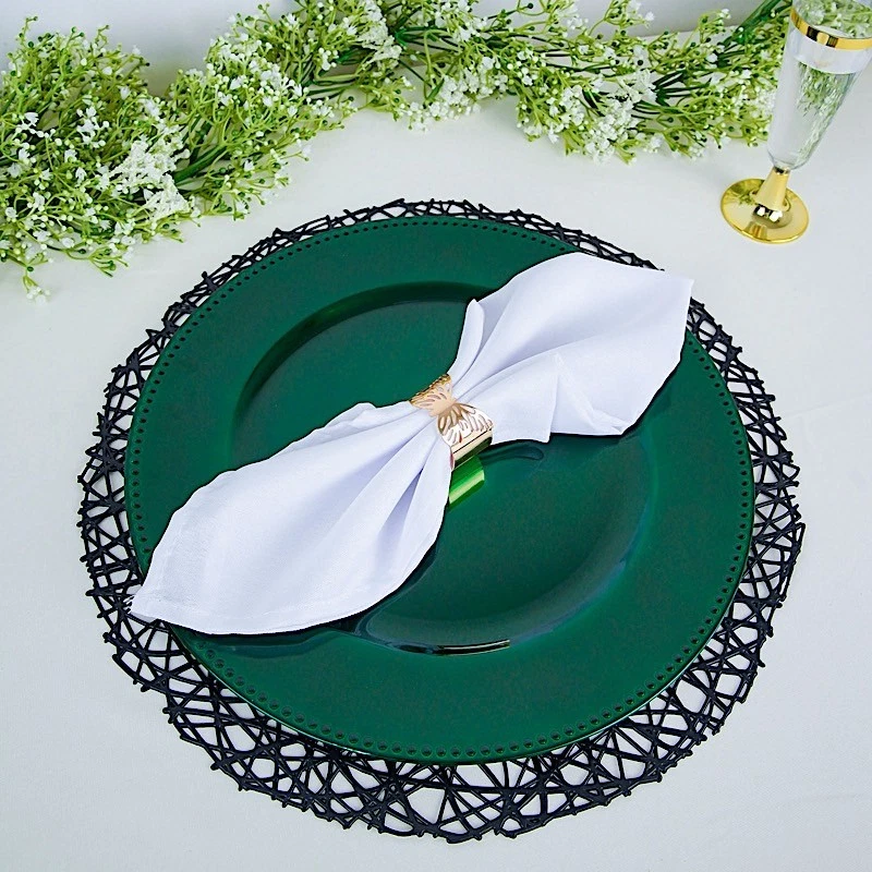 24 piezas 13" PLATOS CARGADOR REDONDOS CUENTAS VERDES CAZADOR Boda Fiesta Cena Foto 4 de 4