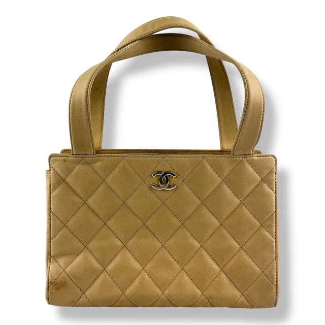 Chanel Beige Leather Wild Stitch Tote Handbag