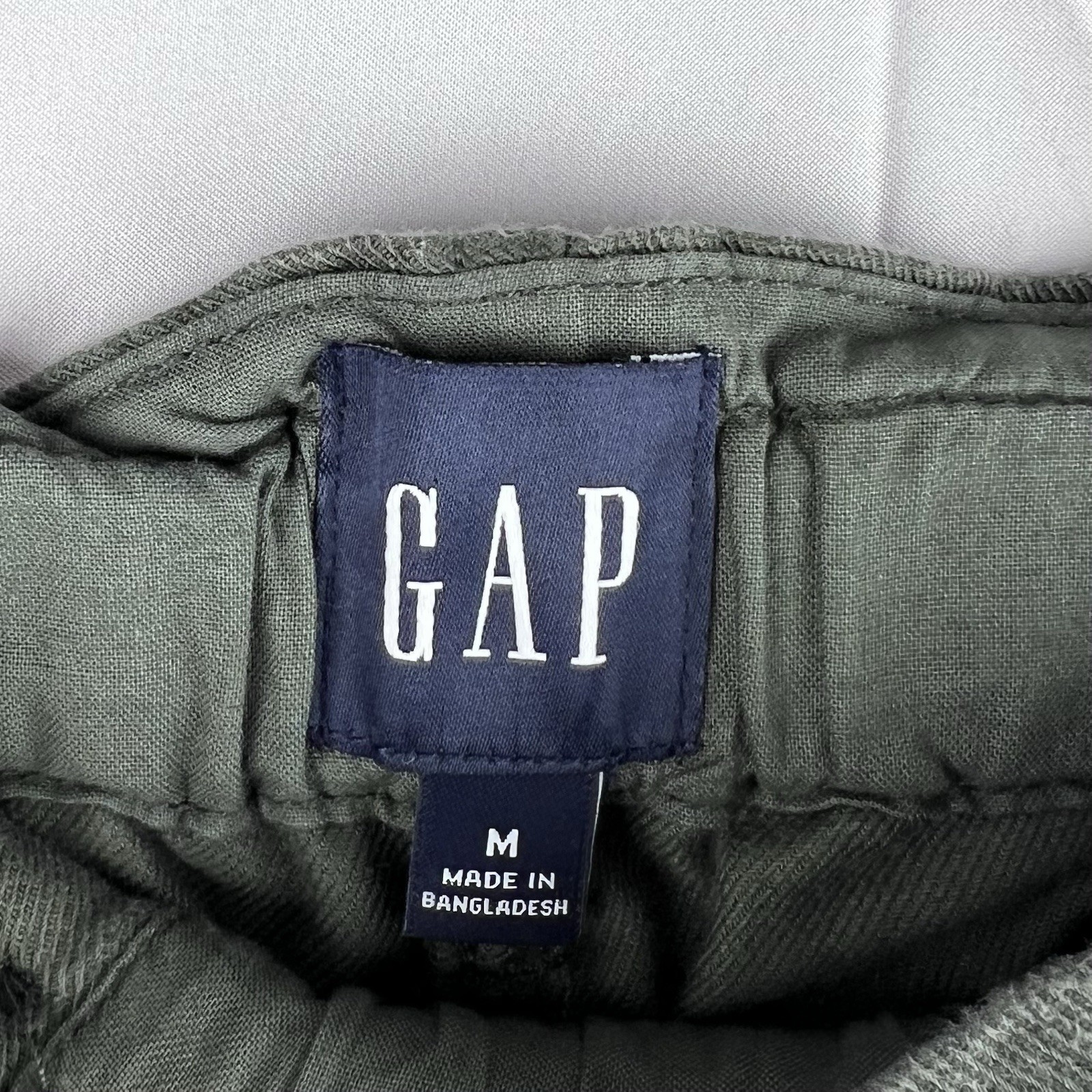 GAP Easy Twill Pants Green Size M Elastic Waist Relaxed Fit New image 5