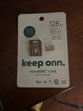 Onn. MicroSDXC Card 128GB w/ Adapter Photos Videos Smart Phone Tablet Compatible