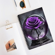 Gothic Crystal Ball Spiral Notebook, Purple Rose, Ruled Line Journal, Dark