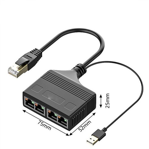 Splitter Ethernet RJ45 Cable Adapter 1 Male To 3/4 Female Port LAN Network - Afbeelding 6 van 14
