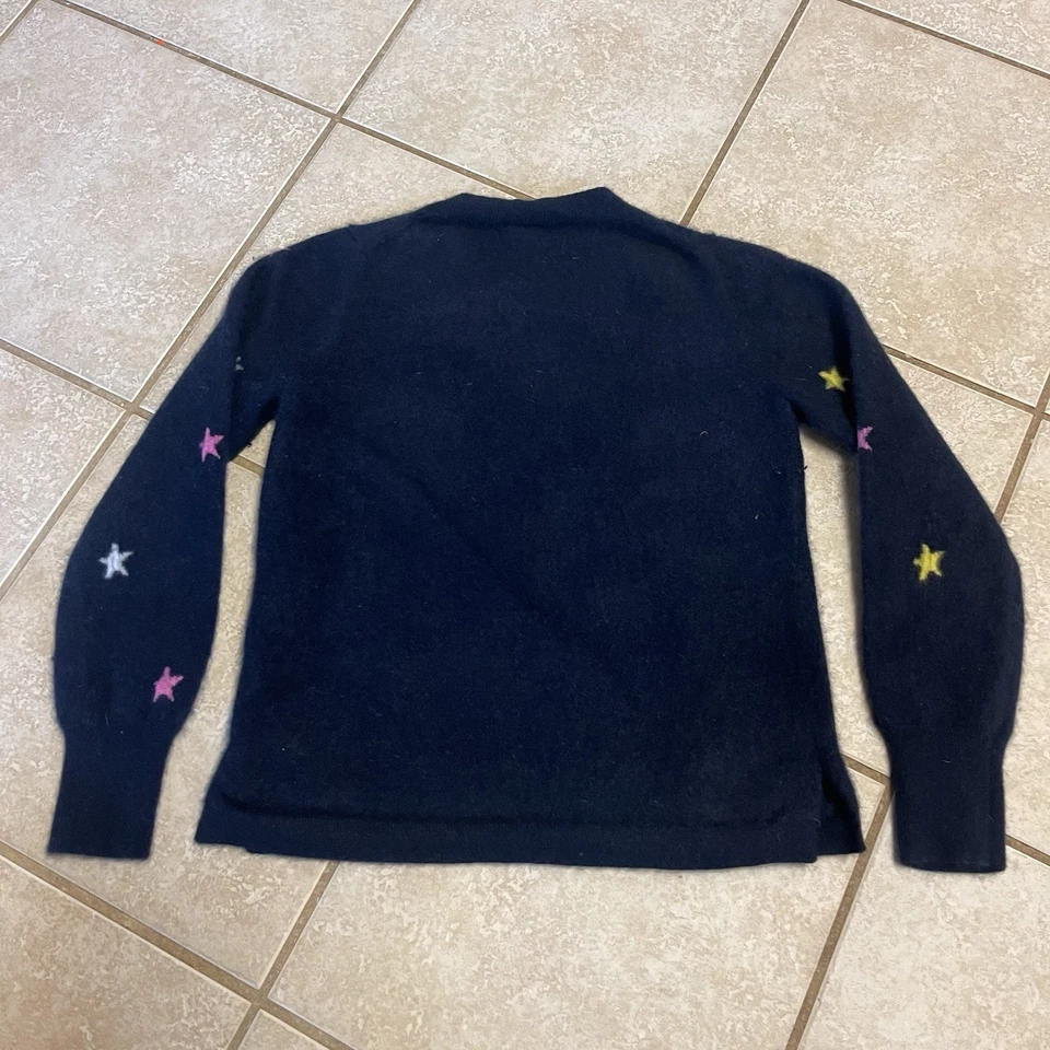 J. Suéter Crew Azul Marino Estrellas Crew Cachemira Talla M Novedad Edredón Lujo Foto 2 de 4