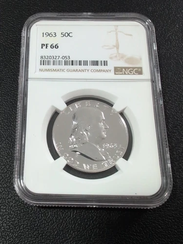 1963 PF66 Proof Franklin Half Dollar NGC Graded - White Coin Spot Free 