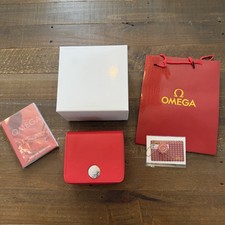 OMEGA Red Gift Presentation Watch Box, White Box, Instructions Book And Cards