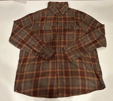 George Flannel Shirt Men  s XL Brown Plaid Button Up Lumberjack Country