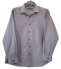 Hart Schaffner Marx Dress Shirt Mens XL 100 Cotton Pin Gray Pin Stripes Classic