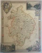 Antique 1841 Warwickshire Map Thomas Mould Original 1841 County Map