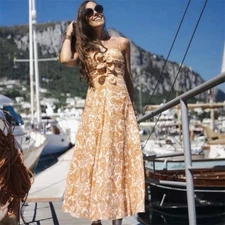 Zimmermann Peggy Tie Dress Size 0 AU 8 US 4 Orange Paisley Midi 