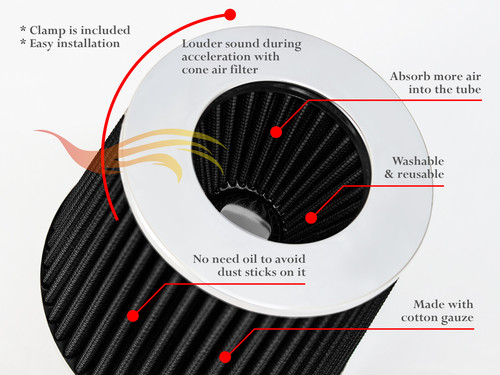 BCP BLACK 05-10 Cobalt G5 LS LT SS 2.2L 2.4L Short Ram Air Intake + Filter - Bild 3 von 8