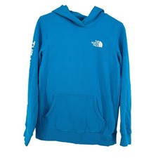 The North Face Youth Hoodie Pullover Sweatshirt Blue Logo Activewear youth L