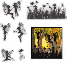 Fairy Flowers Clear Stamps for Card Making and Journaling, Dandelions Leaves Gra