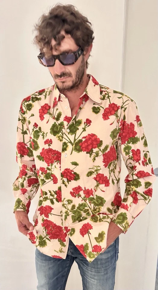Dolce & Gabbana Camicia Uomo Elegante Elegante Floreale Rosso Rose Cotone Tag... - Immagine 4 di 4