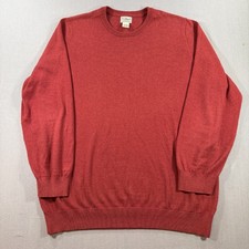 LL Bean Cashmere Pullover Sweater Mens XLT Orange V Neck Long Sleeve Knit Blend