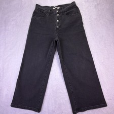 Levi's Jeans Womens 30 Black Mile High Cropped Wide Leg Button Fly High Rise