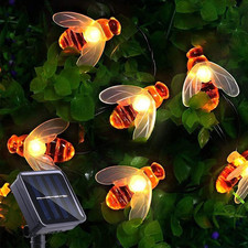 Solar Bee String Lights 30 LED 8 Modes Cute Bee Light Waterproof Outdoor Lights 
