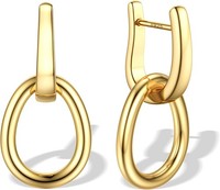 Ohrringe Silber 925 HäNgend Creolen Geometrische AnhäNger 14K Vergoldet Damen