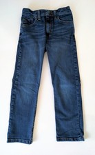 Wrangler Boys Straight Leg Jeans Size 7 SLIM Blue Denim Stretch AdjustWaist FLAW