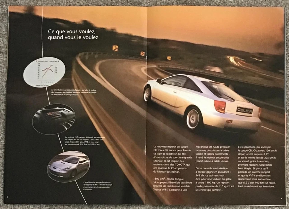 TOYOTA CELICA 1.8 Coupe Sales Brochure NOV 1999 FRENCH TEXT #A0130 - Image 3 of 4