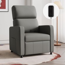 Electric Reclining Armchair PU Leather Adjustable Lounge Chair with Remote Grey