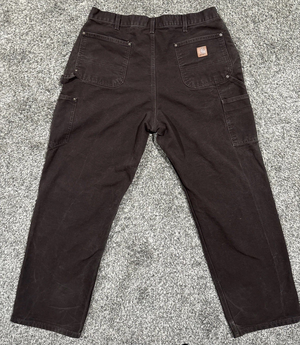 Carhartt Pants Mens 38x30 Duck Dungaree Double Knee Workwear B136 DKB Faded Read