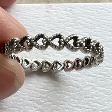 Genuine Pandora Sterling  Silver Patterned Heart Ring , Size 58 Hm Ale S925 58