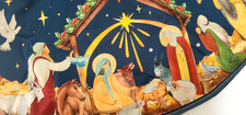 CHRISTMAS TREE SKIRT 48" NATIVITY MANGER SCENE BETHLEHEM STARRY SKY 1 PANEL MIP 