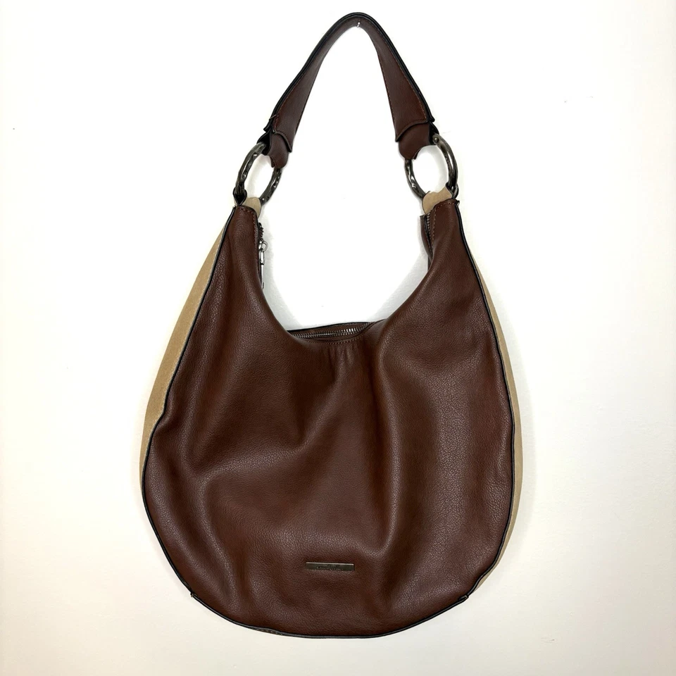 Bolso de Hombro Hobo SIMPLY Noelle Marrón Imitación Cuero y Gamuza Tostada Vaquera Occidental Foto 3 de 4