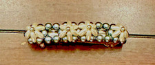 Vintage Hair Jewelry Barrette Floral Design Gray/Blue Pearl Beaded Clasp