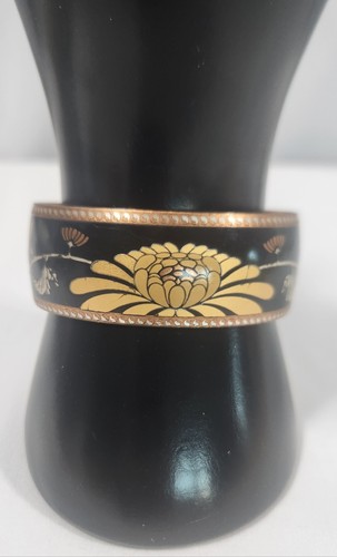 Vintage Franklin Copper Wide Floral Cuff Bracelet 80's