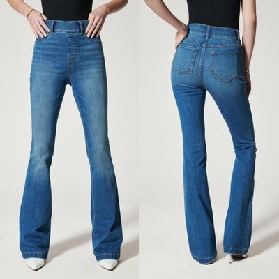 Spanx Jeans SPANXshape EveryWear Flare Size M Dark Wash Shaping High Rise PullOn