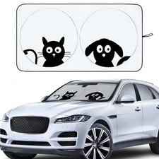Car Windshield Sunshade with Pet Design, Cute Dog Cat Cartoon Front Windshi...
