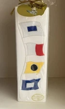 NEW Bullfrog Light Co Pillar Candle Nautical Flags Glow Candle 9” Charlevoix MI