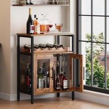 Wine Bar Rack Cabinet with Detachable Wine Rack, Coffee Barwith Glass Holder