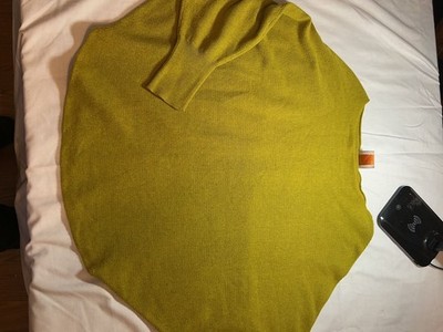 Kerisma Ribbed Batwing Poncho Sweater Chartreuse Size S/M